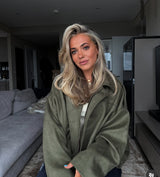 Khaki Suede Style oversized Pocket Jacket various colours