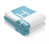 Pink or blue H cashmere throw large H throw