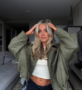 Khaki Suede Style oversized Pocket Jacket various colours