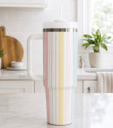 Pastel Striped Tumbler with Straw