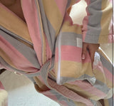Medium Pastel striped flump make up wash bag