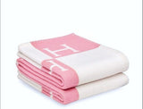 Pink or blue H cashmere throw large H throw
