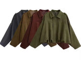 Khaki Suede Style oversized Pocket Jacket various colours