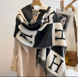 black H Wool Scarf