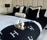 H Cashmere black throw