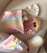 Medium Pastel striped flump make up wash bag