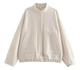 white Wool Bomber Jacket