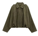 Khaki Suede Style oversized Pocket Jacket various colours