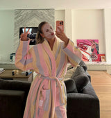 The Pastel Striped ‘Flump’ Dressing Gown Robe- 100% Cotton