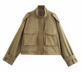 Crop Khaki Utility Jacket