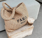 Beach Straw Bag Paris Milano Beige