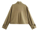 Crop Khaki Utility Jacket