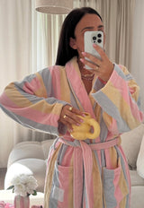 The Pastel Striped ‘Flump’ Dressing Gown Robe- 100% Cotton