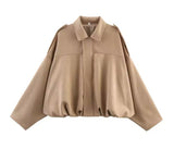 Beige Suede Style Pocket Jacket