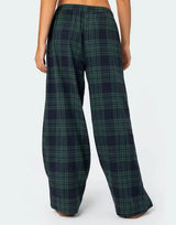 Green and Navy Plaid check tartan Pyjama Bottoms