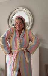 The Pastel Striped ‘Flump’ Dressing Gown Robe- 100% Cotton