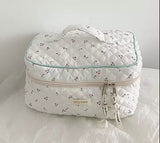 Cherry design white make up wash bag
