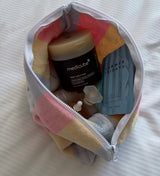 Medium Pastel striped flump make up wash bag