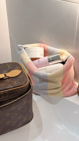 Medium Pastel striped flump make up wash bag