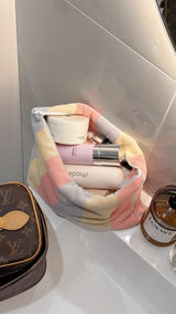 Medium Pastel striped flump make up wash bag