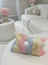 Pastel striped set of 2 cosmetic wash make up bags