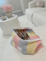 Medium Pastel striped flump make up wash bag