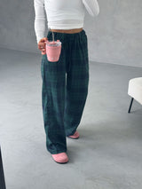 Green and Navy Plaid check tartan Pyjama Bottoms