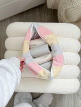 Medium Pastel striped flump make up wash bag