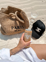 Beach Straw Bag Paris Milano Beige