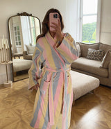 The Pastel Striped ‘Flump’ Dressing Gown Robe- 100% Cotton