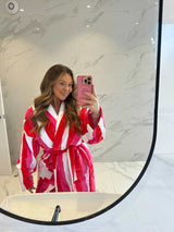 Pink, Red and White Striped ‘Strawberry Kisses Robe’
