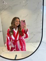 Pink, Red and White Striped ‘Strawberry Kisses Robe’