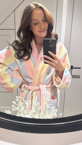 The Pastel Striped ‘Flump’ Dressing Gown Robe- 100% Cotton