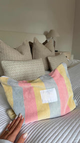 Pastel striped set of 2 cosmetic wash make up bags