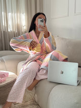 The Pastel Striped ‘Flump’ Dressing Gown Robe- 100% Cotton