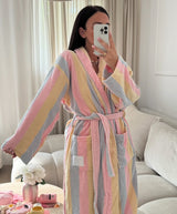 The Pastel Striped ‘Flump’ Dressing Gown Robe- 100% Cotton