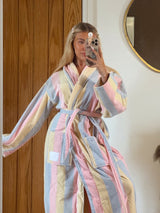 The Pastel Striped ‘Flump’ Dressing Gown Robe- 100% Cotton