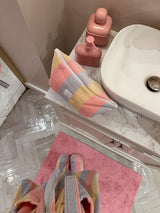 Medium Pastel striped flump make up wash bag