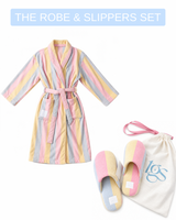 Pastel Striped Robe and Slipper Bundle