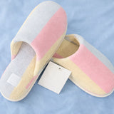 Robe, slippers, make up bag pastel striped bundle gift set