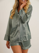 Personalised Luxury Silk Sage Green Pyjamas