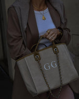 beige tote bag