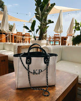 Cream & Black Tote