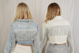 personalised white or blue denim jacket
