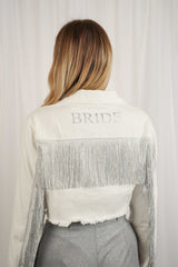 personalised white denim jacket